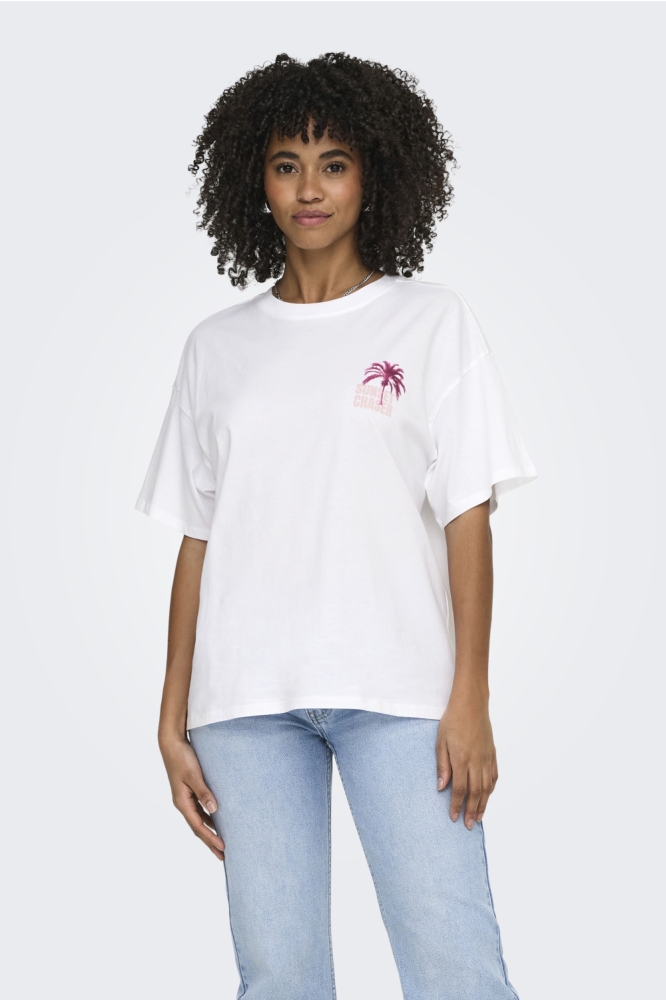 Only witte dames t-shirt | Model vooraanzicht