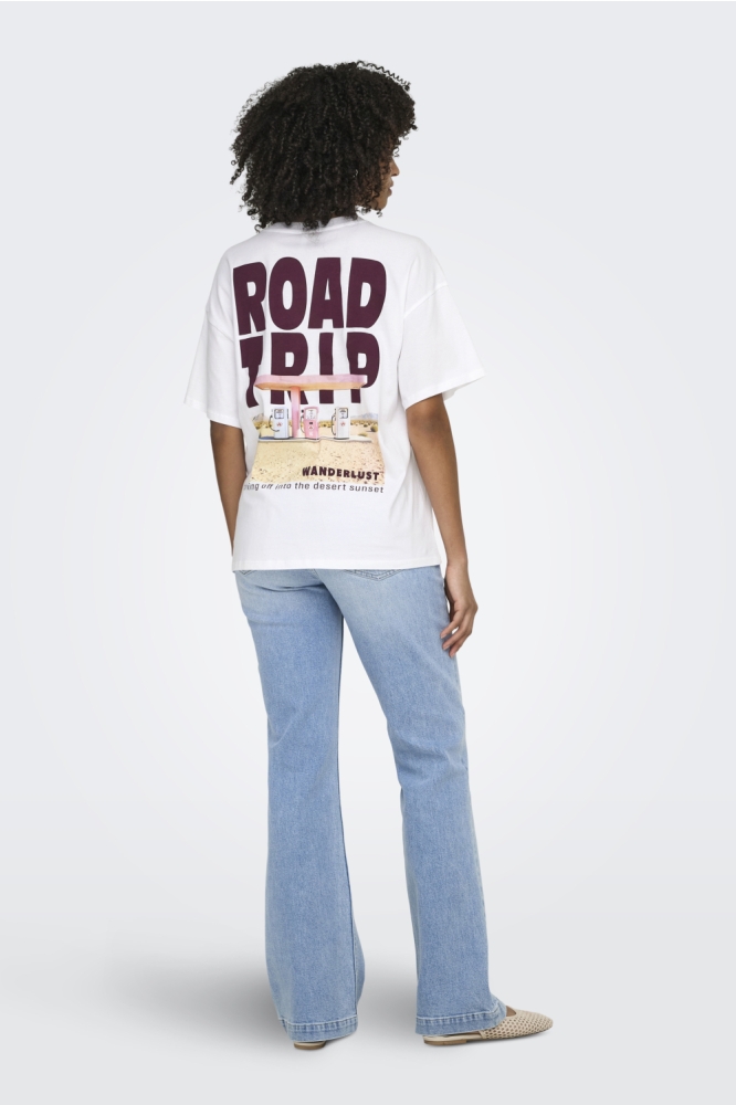 Only witte dames t-shirt | Model achteraanzicht