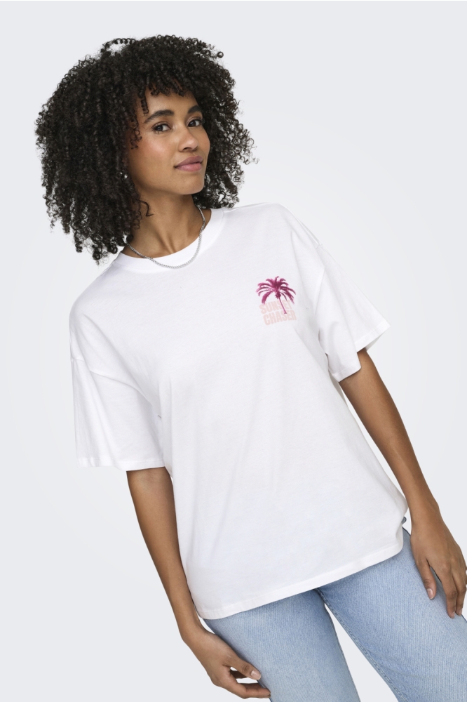 Only witte dames t-shirt | Model vooraanzicht