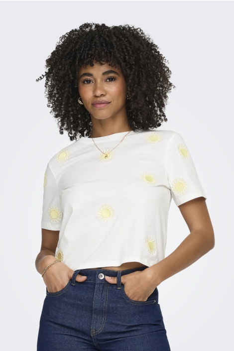 Only witte dames t-shirt | Model vooraanzicht