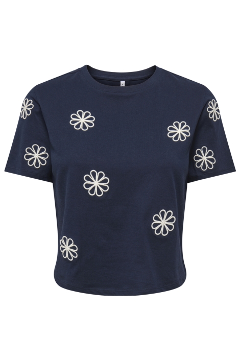Only blauwe dames t-shirt | Vooraanzicht