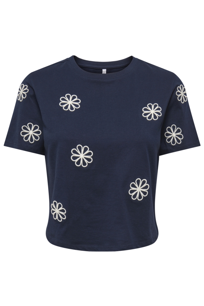 Only blauwe dames t-shirt | Vooraanzicht