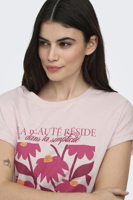 Only roze dames t-shirt | Close up