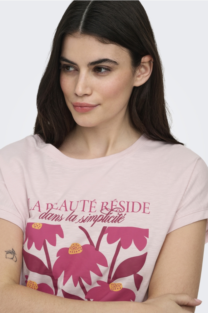 Only roze dames t-shirt | Close up