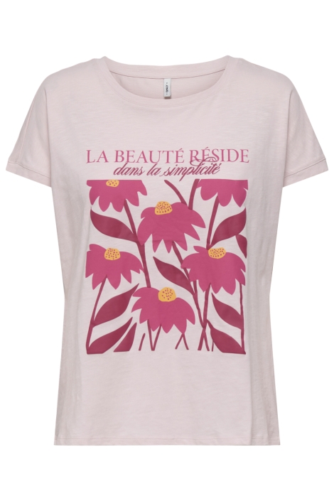 Only roze dames t-shirt | Vooraanzicht