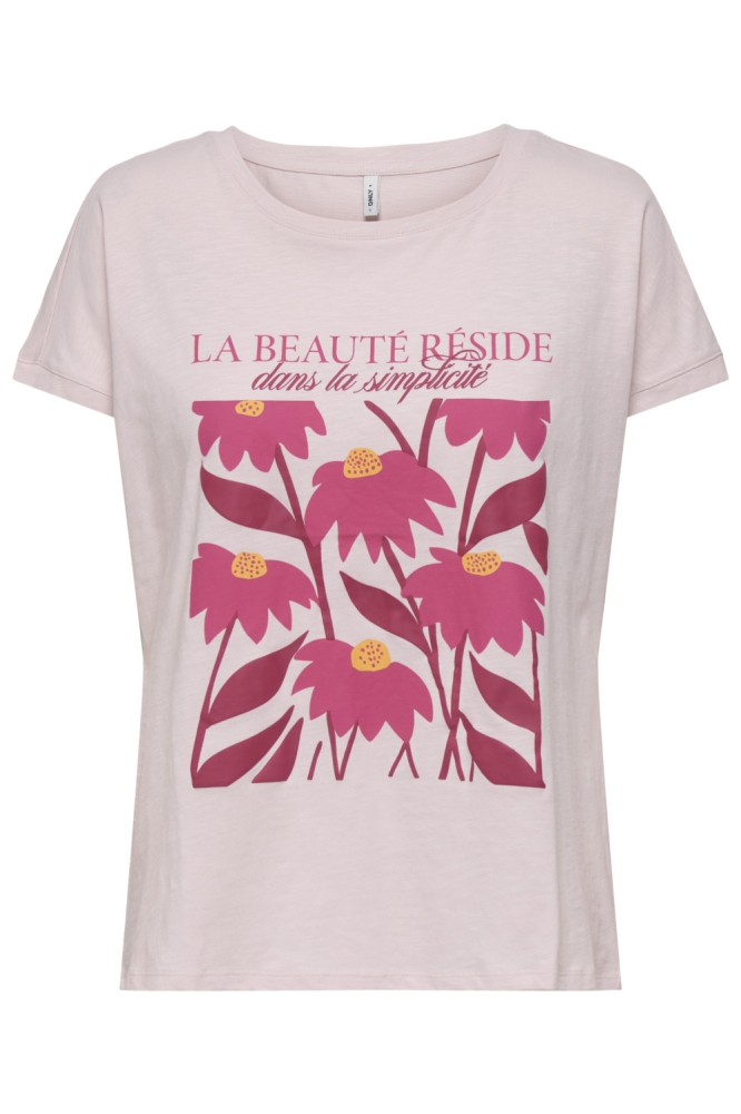 Only roze dames t-shirt | Vooraanzicht