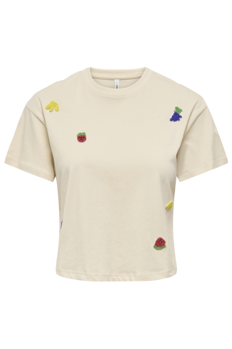 Only beige dames t-shirt | Vooraanzicht