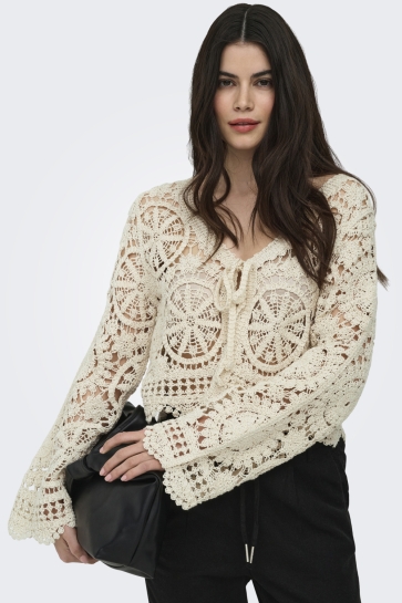 Only Vest ONLWATERLY LS CROCHET TIE CARDIGAN 15369739 BIRCH