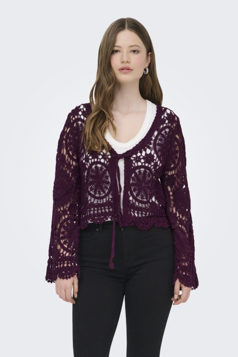 Only bordeaux dames vest | Model vooraanzicht