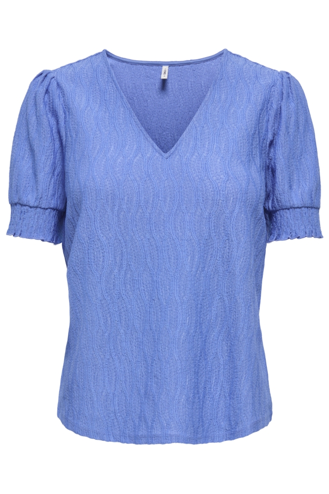 Only blauwe dames t-shirt | Vooraanzicht
