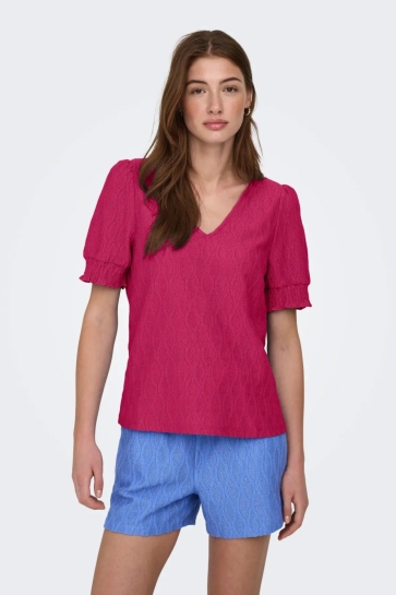 Only T-shirt ONLDIANA S/S V-NECK TOP CS JRS 15377884 SANGRIA