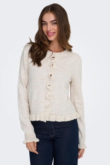 Jacqueline de Yong jdyletty l/s on frill cardigan knt Beige