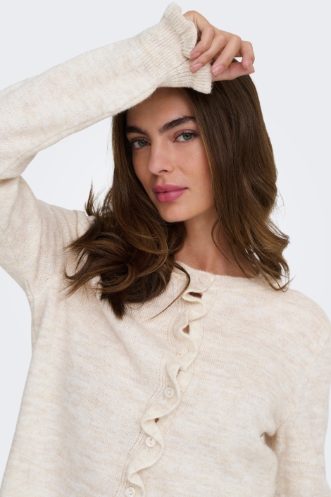 Jacqueline de Yong beige dames vest | Model vooraanzicht