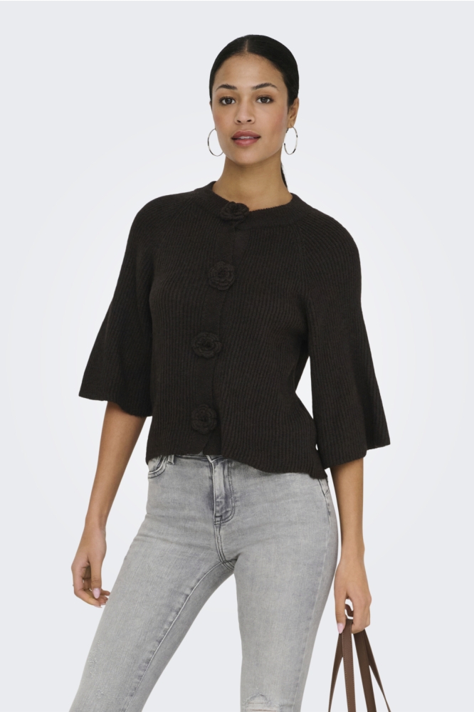 Jacqueline de Yong bruine dames vest | Model vooraanzicht