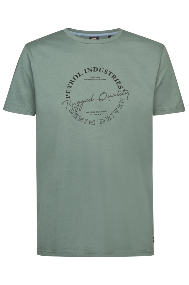 Petrol Industries groene heren t-shirt | Vooraanzicht