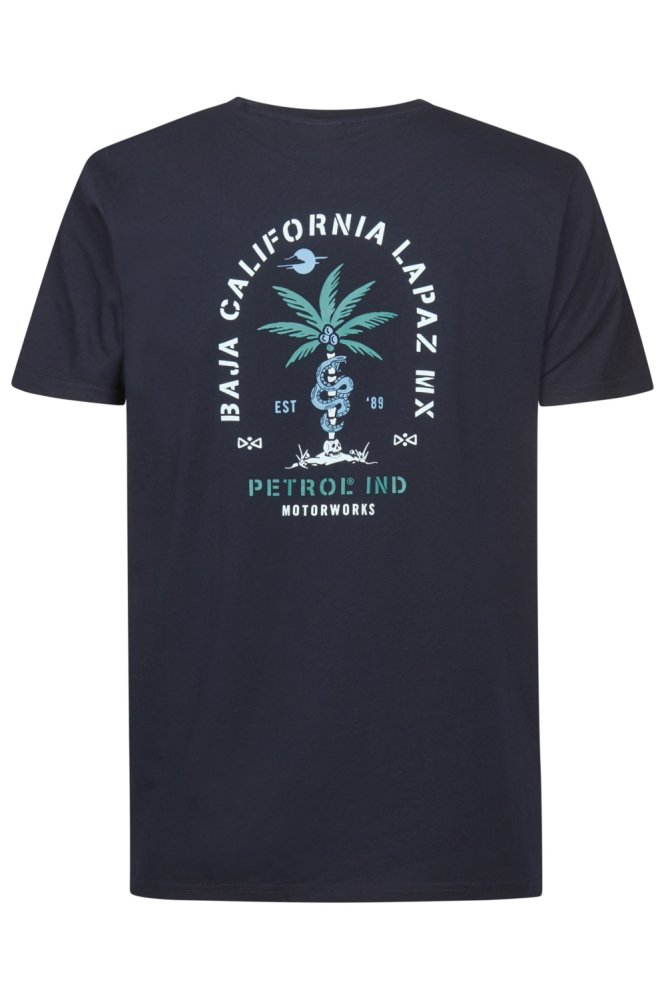 Petrol Industries blauwe heren t-shirt | Achteraanzicht