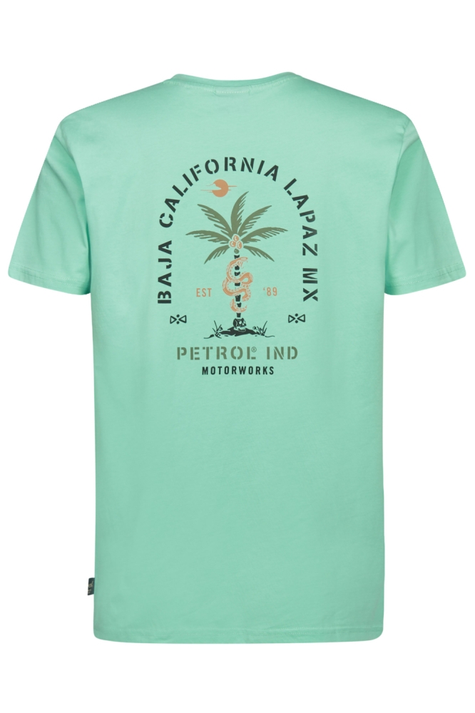 Petrol Industries groene heren t-shirt | Achteraanzicht