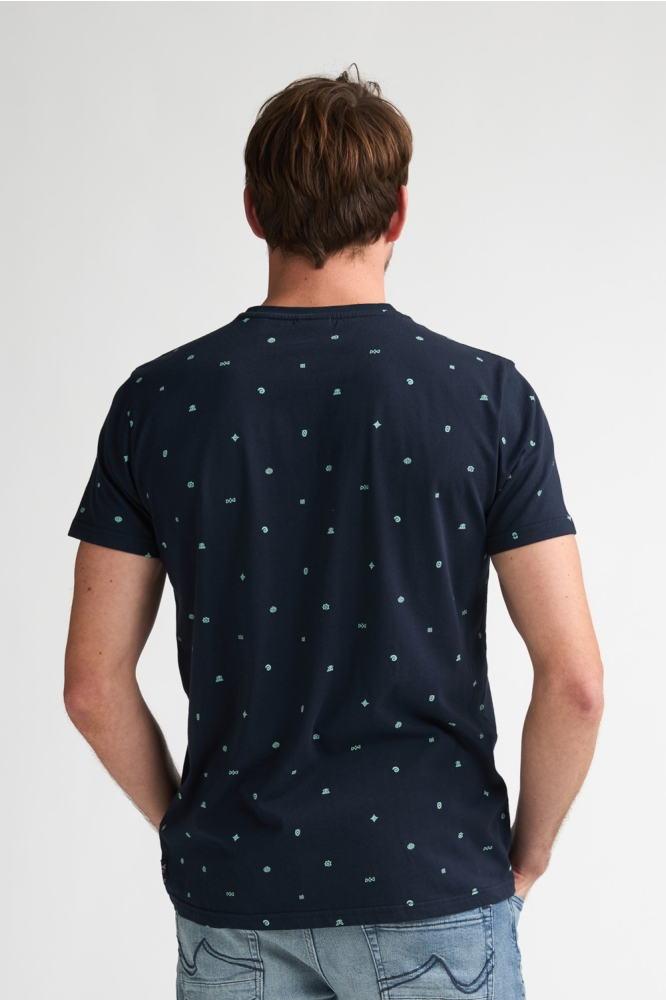 Petrol Industries blauwe heren t-shirt | Model achteraanzicht