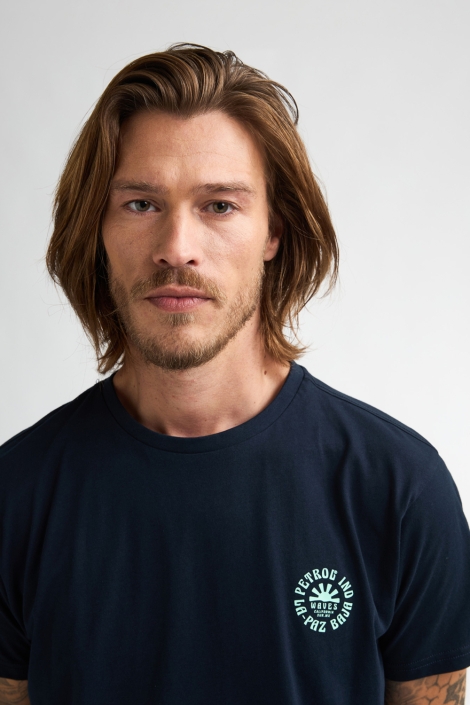 Petrol Industries blauwe heren t-shirt | Close up