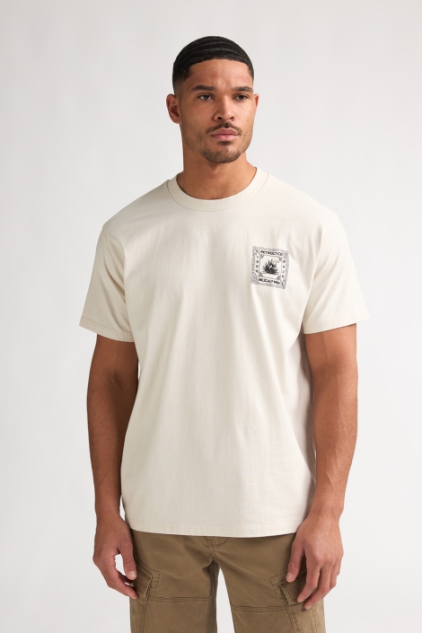 Petrol Industries beige heren t-shirt | Model vooraanzicht