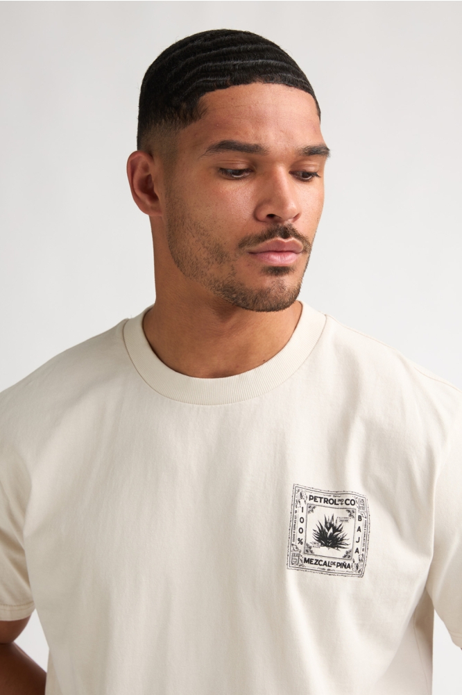 Petrol Industries beige heren t-shirt | Close up
