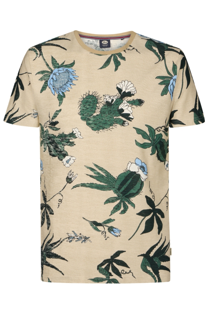 Petrol Industries beige heren t-shirt | Vooraanzicht