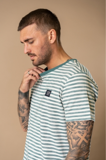 Petrol Industries GESTREEPT T SHIRT CENIZA M 1060 TSR674 6180