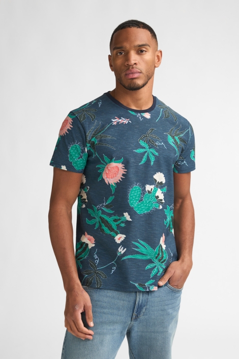 Petrol Industries blauwe heren t-shirt | Model vooraanzicht