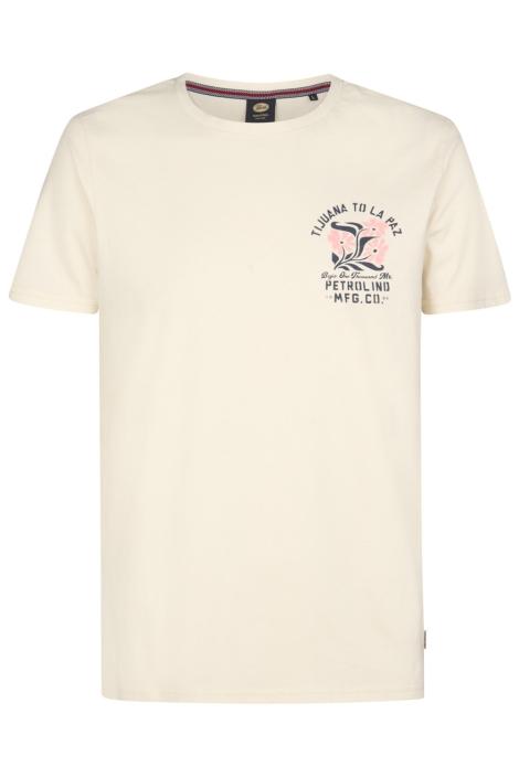 Petrol Industries beige heren t-shirt | Vooraanzicht
