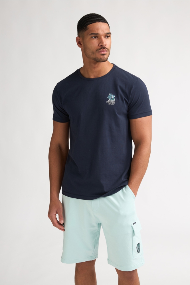 Petrol Industries blauwe heren t-shirt | Model vooraanzicht