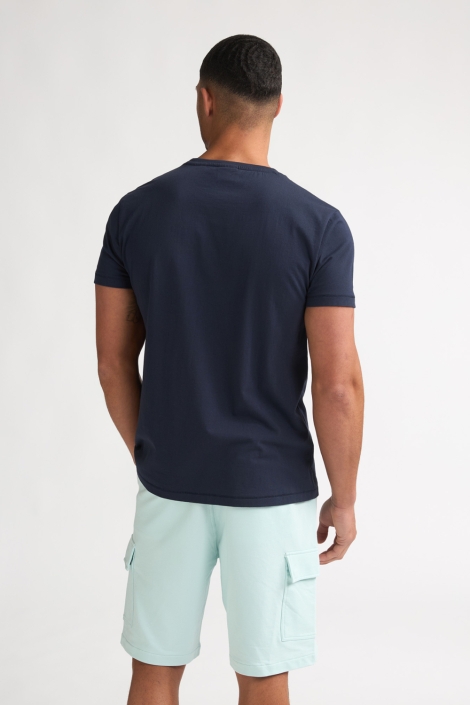 Petrol Industries blauwe heren t-shirt | Model achteraanzicht