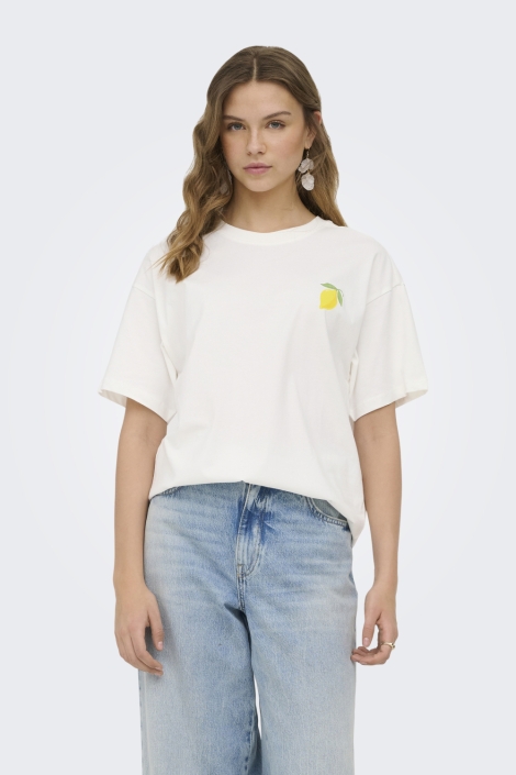 Only witte dames t-shirt | Model vooraanzicht