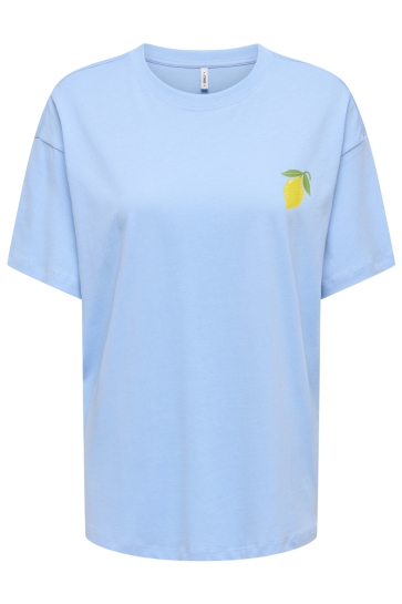 Only T-shirt ONLELLE S/S PRINTED TEE CS JRS 15373343 PLACID BLUE/LEMONCELLO(PRISM PINK)