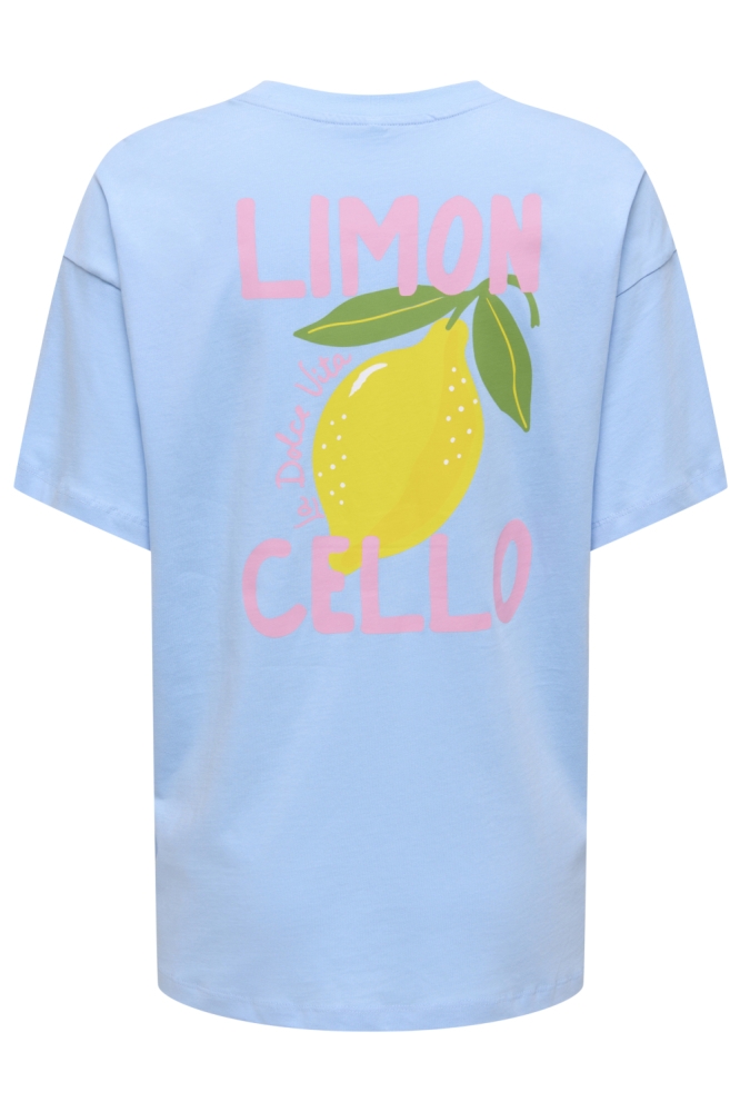 Only blauwe dames t-shirt | Achteraanzicht