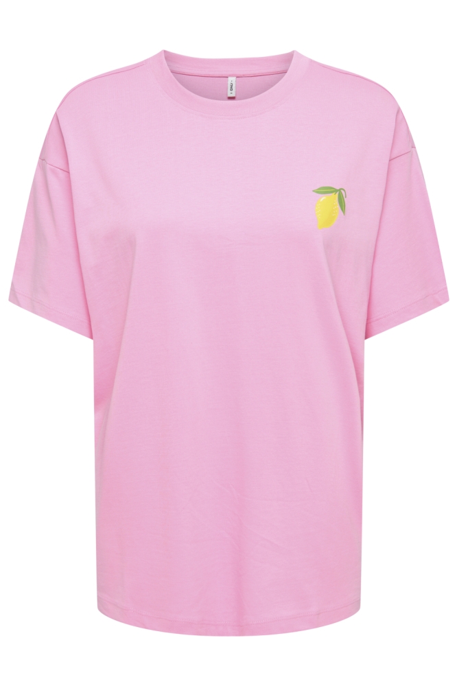Only roze dames t-shirt | Vooraanzicht