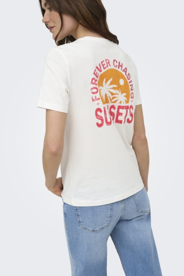 Only T-shirt ONLFINE S/S REG TEE CS JRS 15373349 CLOUD DANCER/SUNSET