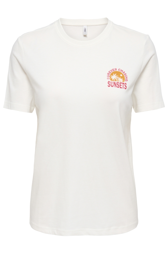 Only witte dames t-shirt | Model vooraanzicht