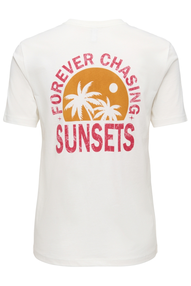 Only witte dames t-shirt | Model achteraanzicht