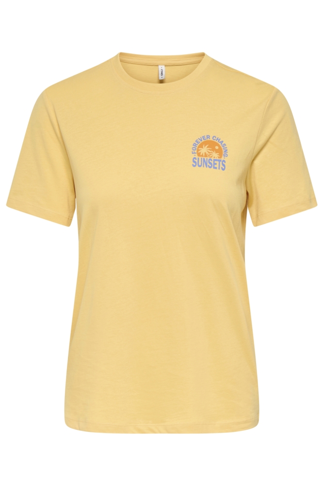 Only gele dames t-shirt | Vooraanzicht
