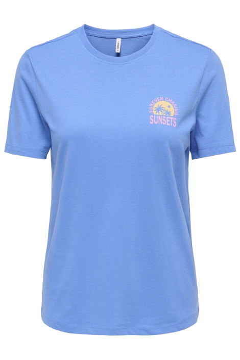 Only blauwe dames t-shirt | Vooraanzicht