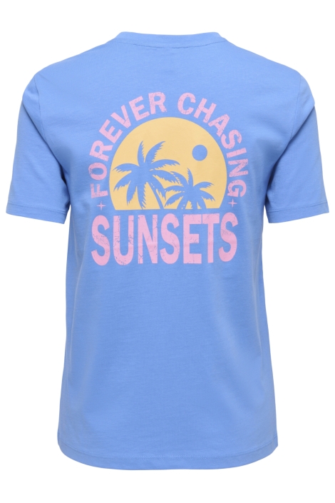 Only blauwe dames t-shirt | Achteraanzicht