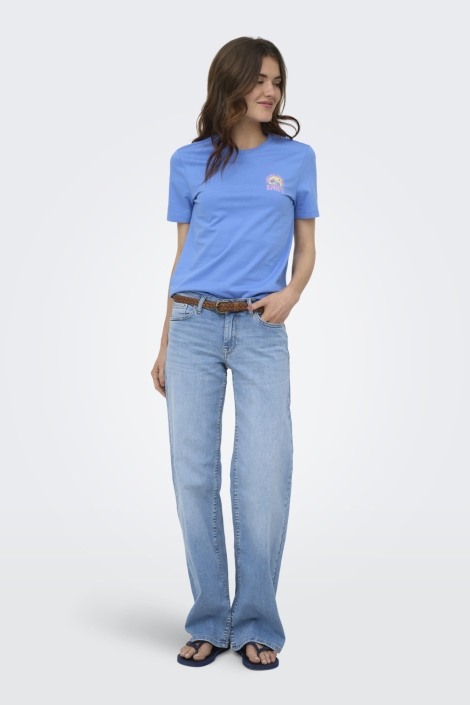 Only blauwe dames t-shirt | Model