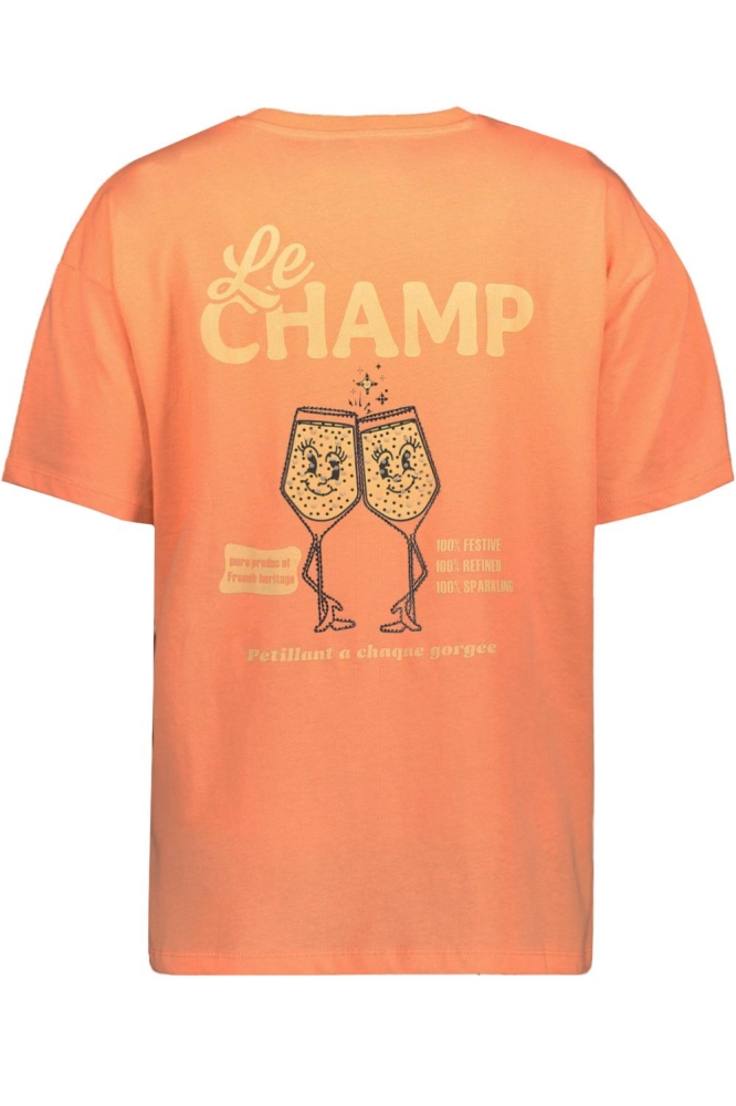 Pieces oranje dames t-shirt | Achteraanzicht