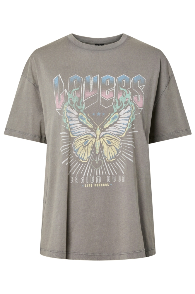 Pieces grijze dames t-shirt | Vooraanzicht