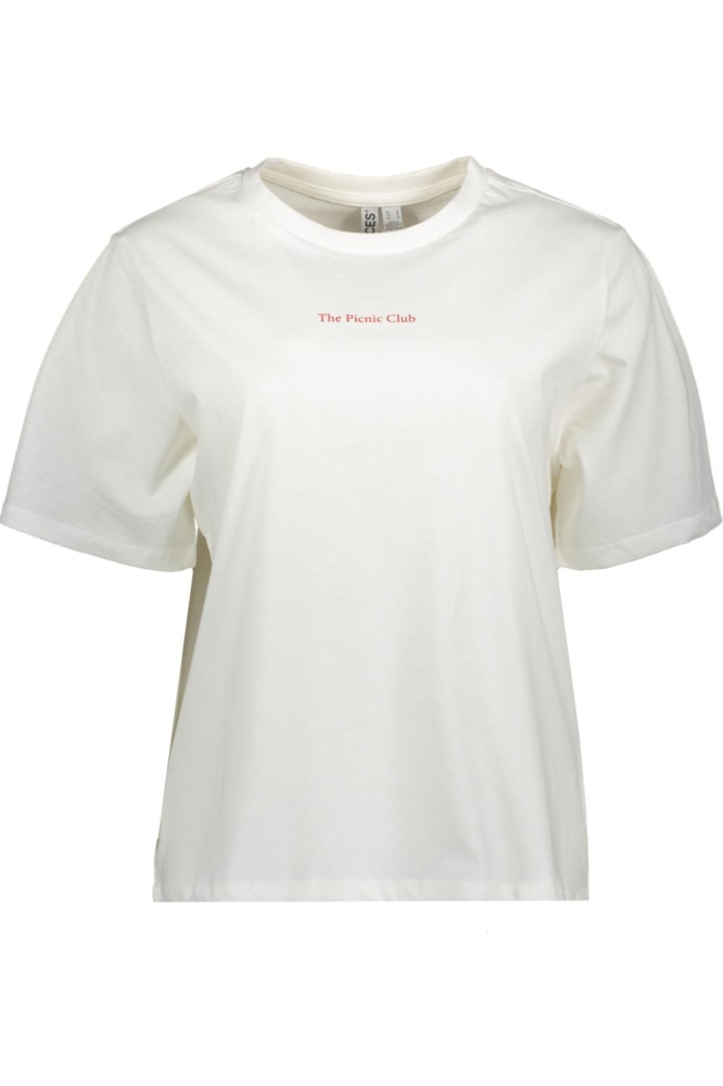 Pieces witte dames t-shirt | Vooraanzicht