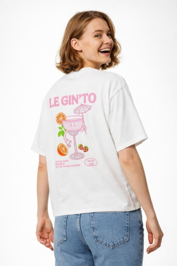 Pieces T-shirt PCGRINK SS PRINTED T-SHIRT JRS BC 17166525 BRIGHT WHITE/GIN OPTION