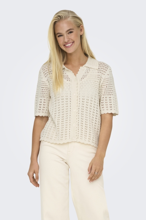 Jacqueline de Yong beige dames vest | Model vooraanzicht