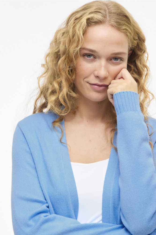 Vila blauwe dames vest | Close up