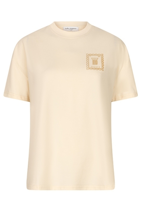 Lofty Manner beige dames t-shirt | Vooraanzicht