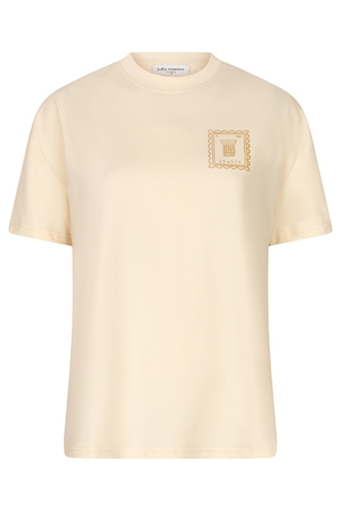 Lofty Manner beige dames t-shirt | Vooraanzicht